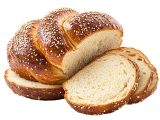 Isolated Sliced Challah Bread with Sesame Seeds