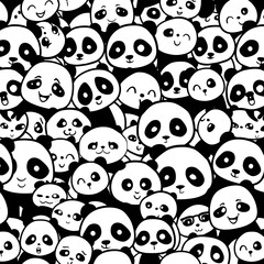 Fototapeta premium Cute panda cartoon pattern 