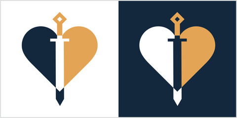Sword Love Logo Design Template