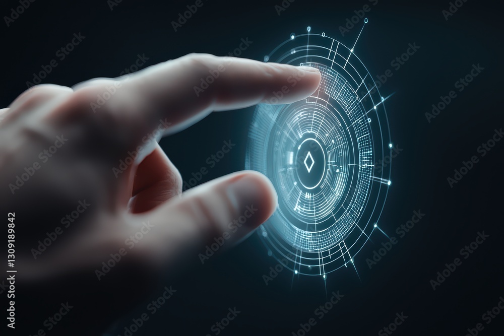 Aufkleber high-tech interface featuring holographic elements and futuristic touch interaction