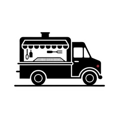 Food Truck Silhouette Vector Illustration for Design and Branding Projects