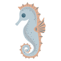 Hand drawn blue seahorse vector illustration, sea horse