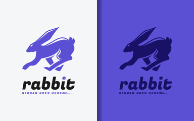 A minimalist logo symbol featuring a sleek and modern rabbit silhouette, symbolizing elegance and speed.