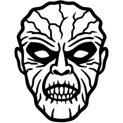 Fototapeta premium Scary Monster Face Vector Art for Halloween Tattoo and Coloring Book Design
