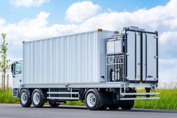 Hydrogen Fuel Cell Technology in Action with Truck in a Scenic Outdoor Environment