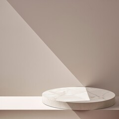 Minimalist Marble Product Display Platform with Soft Lighting and Shadow