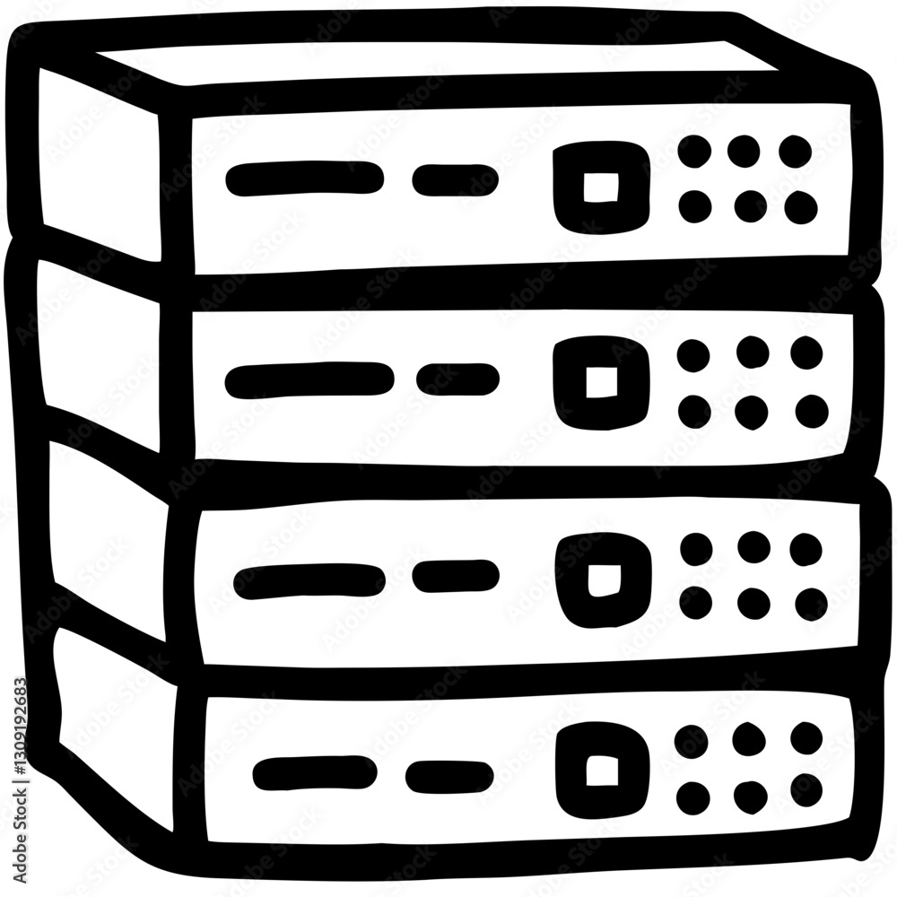 Poster vector illustration stack of computer servers for technology design