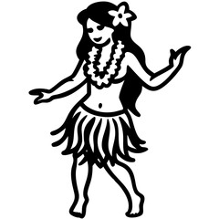 Fototapeta premium Hula Dancer Silhouette with Hawaiian Lei and Grass Skirt for Culture Design