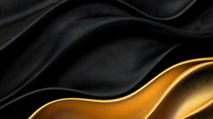 Abstract Black And Gold Wavy Texture Background With Smooth Flowing Lines