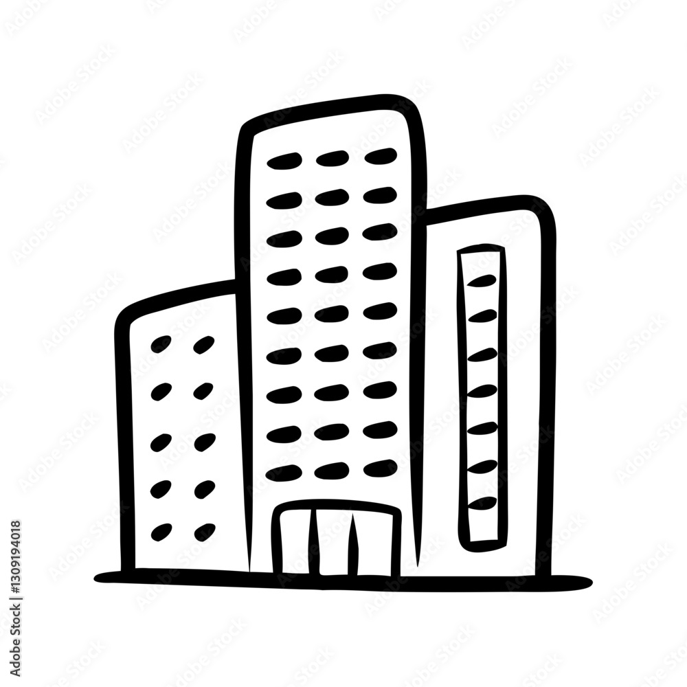 Poster simple skyscraper building line art vector for design projects
