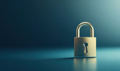 Fototapeta premium Abstract Representation of a Golden Padlock Symbolizing Security and Protection on a Soft Blue Background