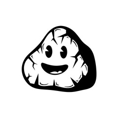 Happy Cartoon Rock Illustration Black and White Vector for Kids Art Projects