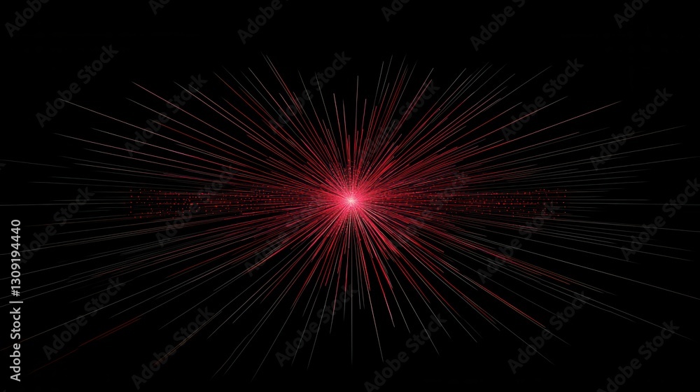 Poster bright lens flare effect on black background. light rays radiate from center. abstract design. excel