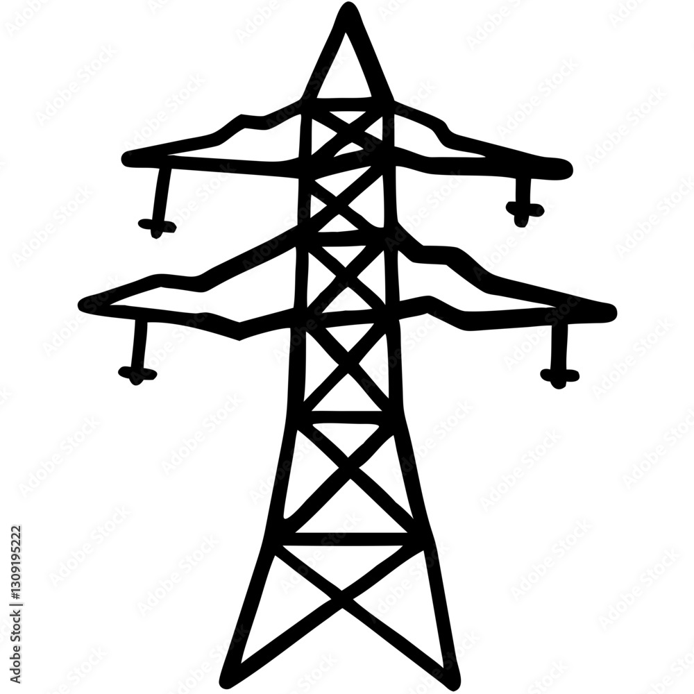 Poster high voltage power line tower vector for energy and utility design projects