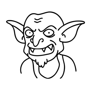 recommend clip art: Angry Goblin Face Line Art Illustration for Fantasy Designs