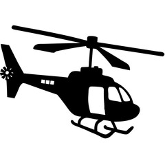 Black Silhouette Helicopter Vector Design for Aviation Graphics and Illustrations