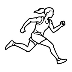 Fototapeta premium Vector Illustration Female Runner Silhouette Outline for Fitness Design Projects