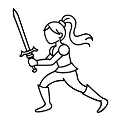 Fototapeta premium Vector Illustration Female Warrior with Sword in Battle Stance