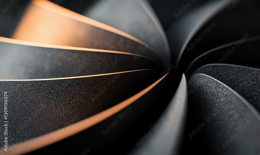 Poster exploring the intricate design of modern technology: a close-up on innovative metallic structures an