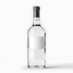 An unopened glass bottle on white background