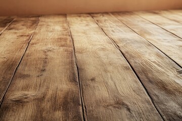 Angled view of a rustic weathered wooden planked surface