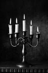 Candle in black and white