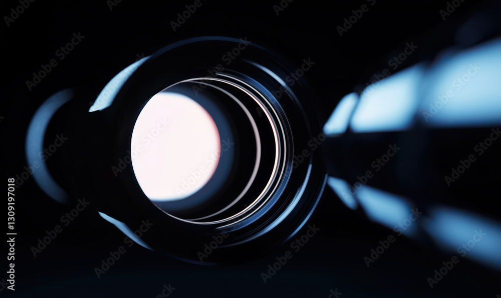 Poster exploring the intricate technology behind camera lenses: capturing light and detail with precision