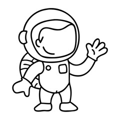 Fototapeta premium Cute Astronaut Cartoon Vector Illustration for Kids Activities and Coloring Pages