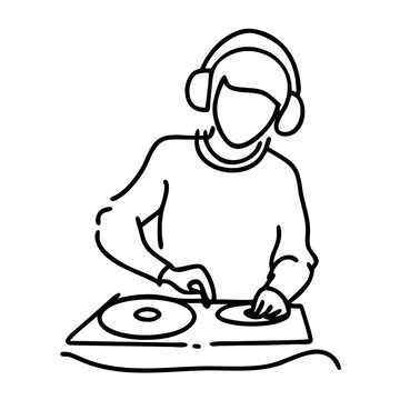 recommend clip art: Minimalist DJ Line Art with Headphones and Turntables for Music Branding