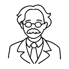 Vintage Professor Portrait Line Art Illustration for Education and Design