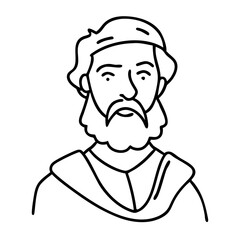 Ancient Philosopher Line Art Vector Illustration for Educational and Artistic Use