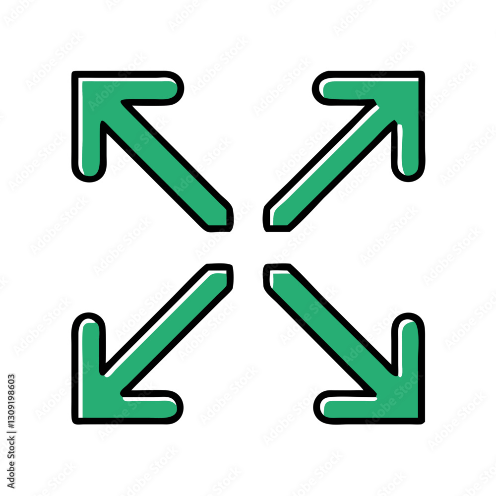 Poster green expansion arrows vector for navigation and interface design