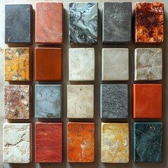 Colorful stone blocks arranged in grid pattern
