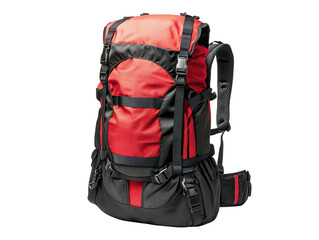 Isolated hiking backpack in red and black