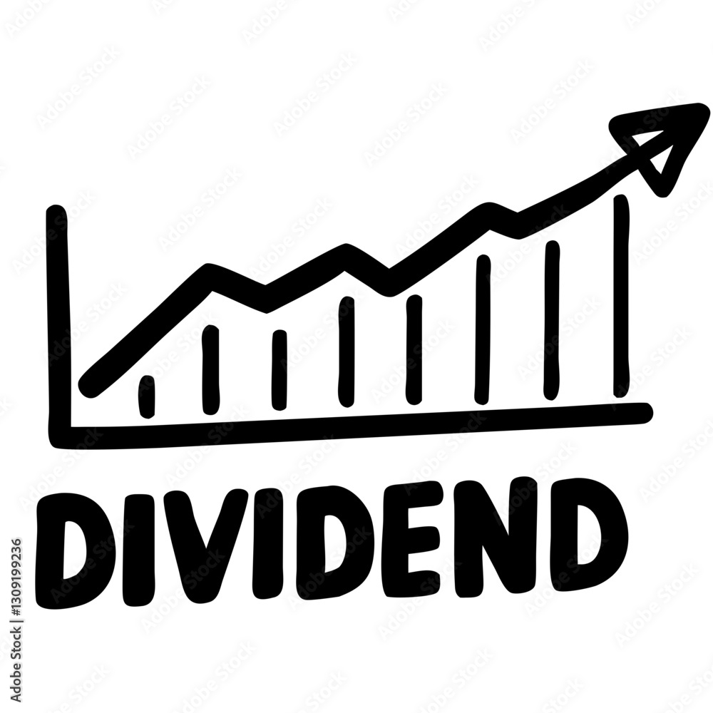 Poster dividend growth graph with arrow vector for financial and business use
