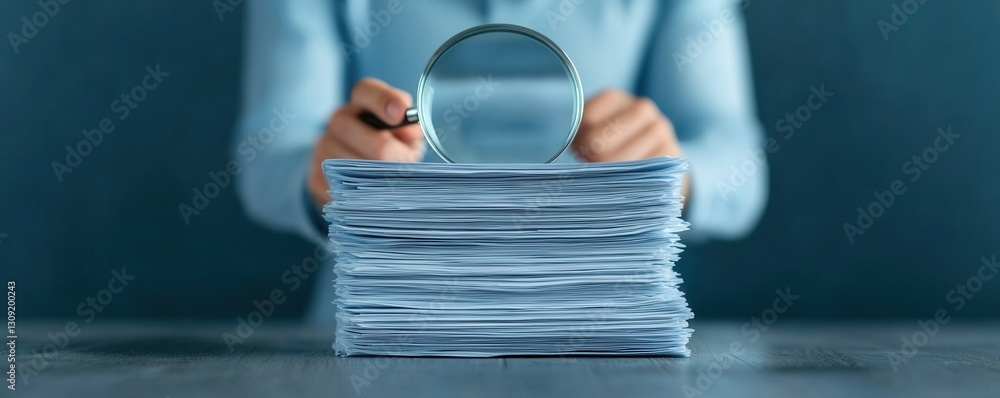 Aufkleber organized stack of paperwork documents files and reports neatly arranged on an office desk represent