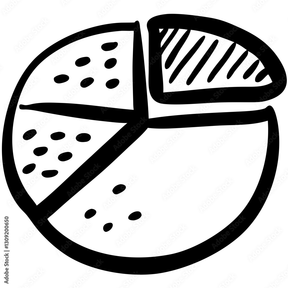Poster abstract hand drawn pie chart vector for business and data analysis visuals