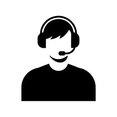 Customer Service Representative Silhouette with Headset Vector for Communication