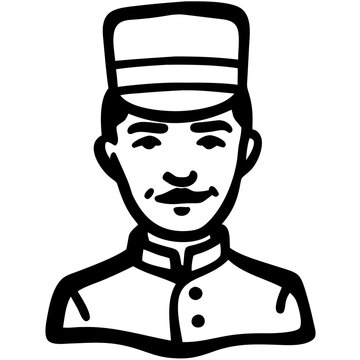 recommend clip art: Vintage Bellhop Uniform Outline Vector Illustration for Design and Decoration