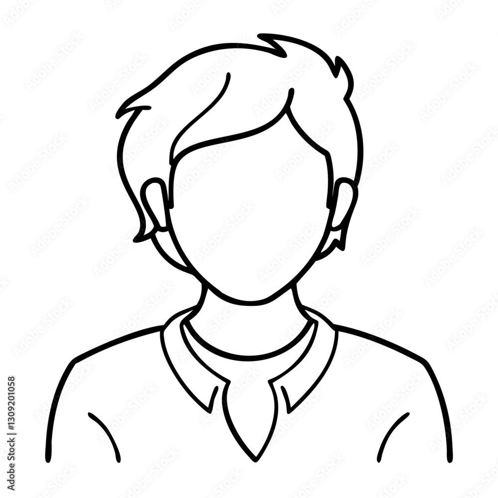 Poster faceless person line art avatar vector for digital design and profile creation