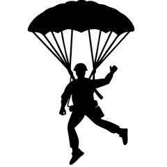 Parachuting Silhouette Vector Illustration for Adventure and Military Themes