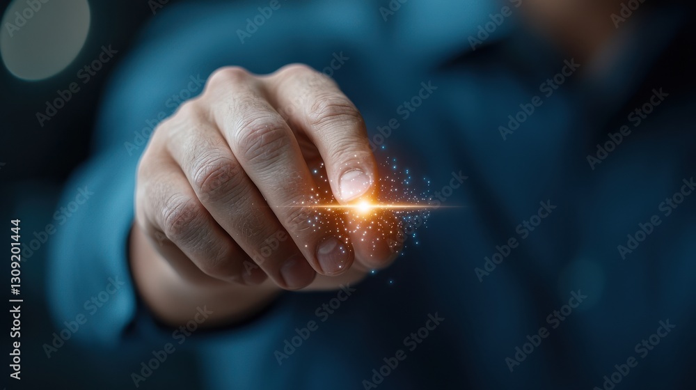 Poster igniting potential a single finger sparking bright flames of futuristic innovation symbolizing the p
