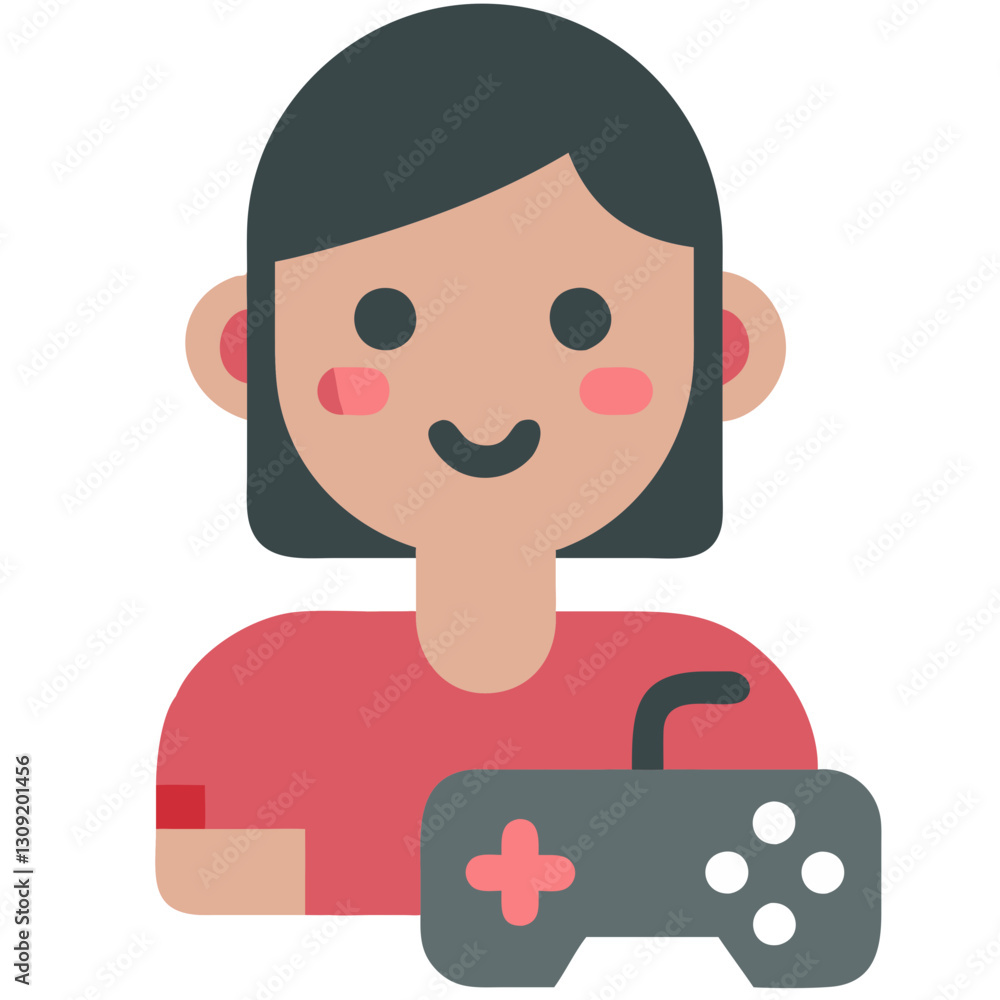 Poster smiling gamer girl with game controller for digital and print use