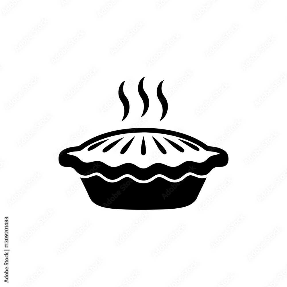 Poster steaming hot pie vector for culinary and bakery design projects