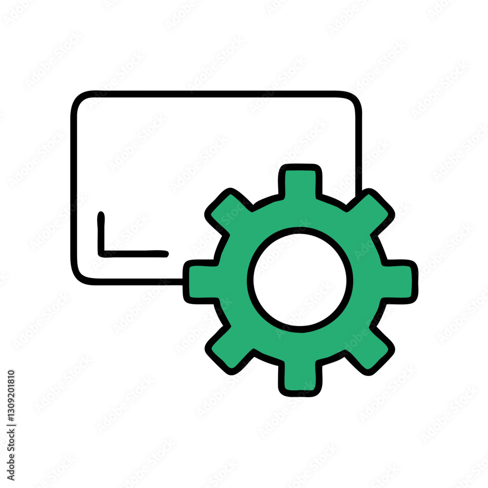 Aufkleber gear and document vector for settings and configuration themes