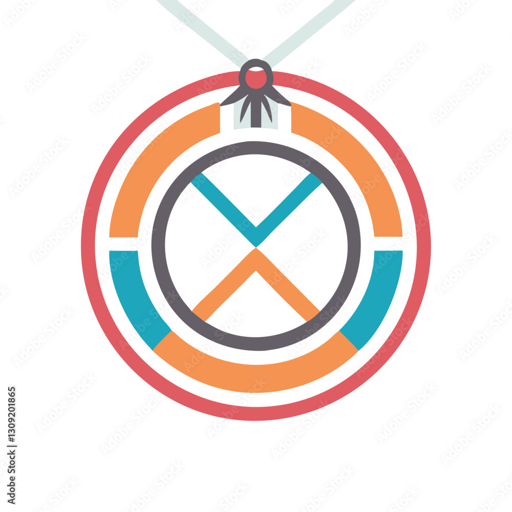 Poster geometric medal vector design with circular patterns for graphic projects