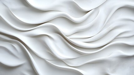 Obraz premium The image shows an abstract rendering of flowing, white, fabric-like material with subtle linear textures creating a wave-like pattern.