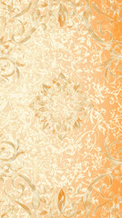 A patterned orange and white background with a flowery design