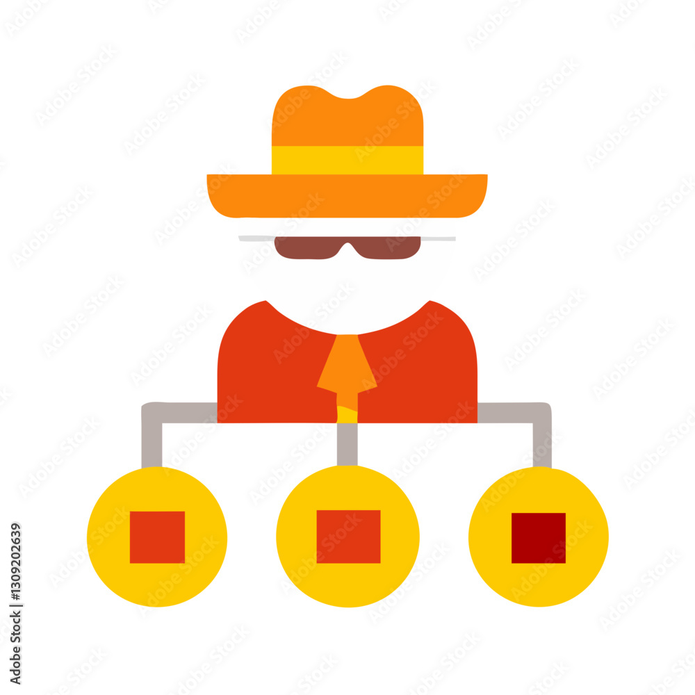Poster mysterious figure in hat representing network connection concept vector illustration