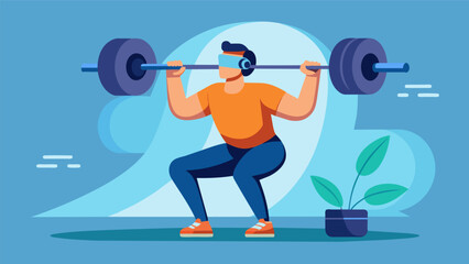 Whether a novice or seasoned lifter the VR weightlifting simulation offers a challenging and engaging workout experience for all levels of fitness.. Vector illustration